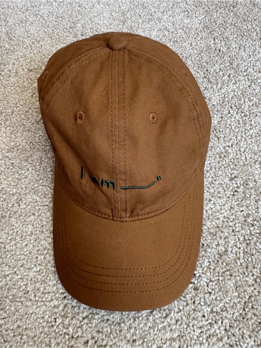 I Am Embroidered Cotton Baseball Cap - Brown